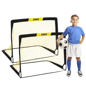 ELDONYA 2-Pack Portable Kid Soccer Goals - Pop Up Design for Backyard, Indoor, and Outdoor Play - Youth Training Set with Carrying Case