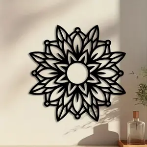 1pc Mandala Flower Metal Wall Art, Mandala Flower Statue Mural, Perfect for Living Room Wall, Bohemian Decor, Ideal Gift for Spiritual Seekers, Powder-Coated Metal