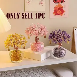 Crystal Potted Plant, Artificial Crystal Decorated Fortune Tree, Crystal Micro Landscape, Lucky Decoration, Home Prosperity, Car Decor, Office Desk, DIY Birthday Gift