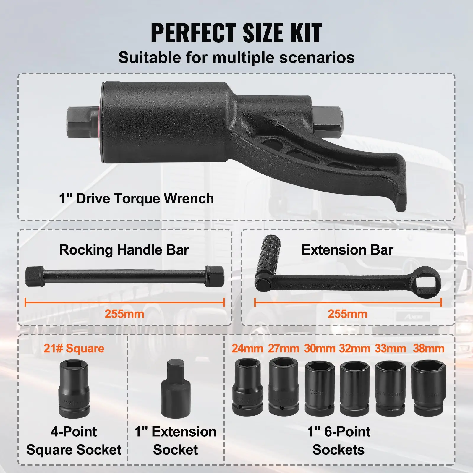 Torque Multiplier, 1 Inch Drive Lug Nut Wrench/Multiplier Heavy Duty Torque Multiplier Wrench Set, 1:58 4800N.m Lug Nut Remover, Includes 8 Sockets (24-38mm) and Storage Case VEVOR Super Brand DayFFSummitSupply7D24AutoPartsGo