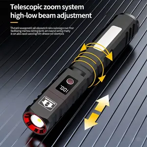 Portable Emergency Flashlight, Multifunctional Flashlight, Adjustable Focus LED Camping Lantern, USB Rechargeable Headlamp, Magnetic Base, Ideal for Travel and Adventure