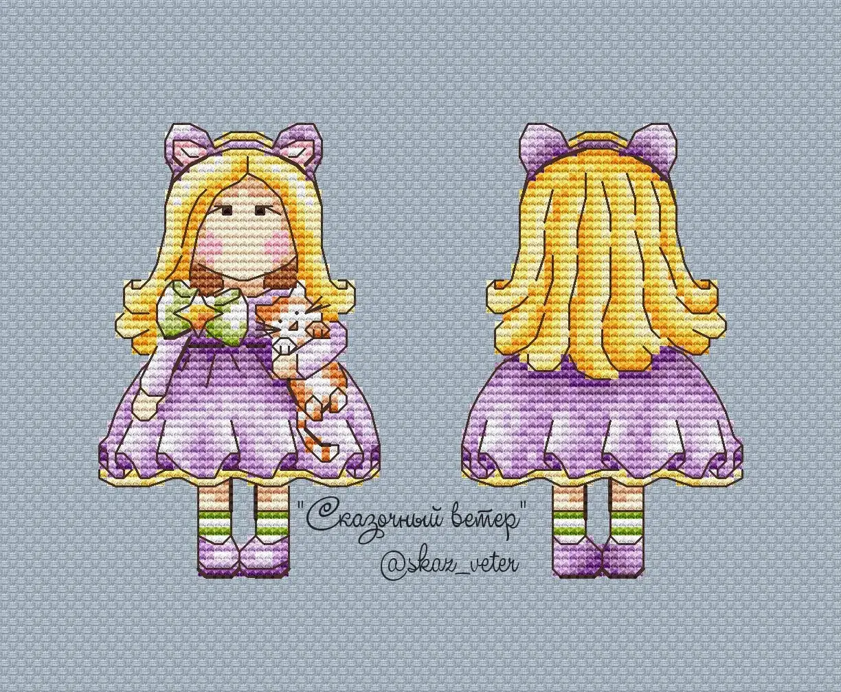 Tilda with a cat - PDF Cross Stitch Pattern