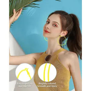 7 Pairs 80S Neon Hoop Earrings - Lightweight Round Retro Bright Colorful Hoop Earrings for 80's Costume Dancing Party Accessory