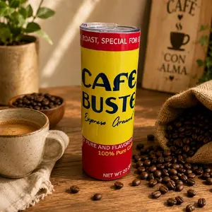 Bustelo Expresso Coffee Tumbler 20oz Portable Drinkware Water Bottles for Daily Use Compact Design Ideal for Coffee Enthusiasts Reusable Washable Mug