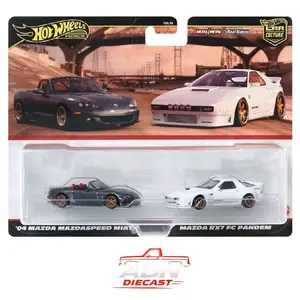 Hot Wheels 1:64 Car Culture Premium  2 pack Mazda Mazdaspeed Miata &  Mazda RX7 FC Pandem - Diecast