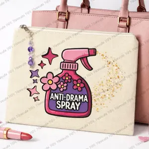 Purse Pouch, Anti drama spray, feminine hygiene tote, floral accent, star zipper charm