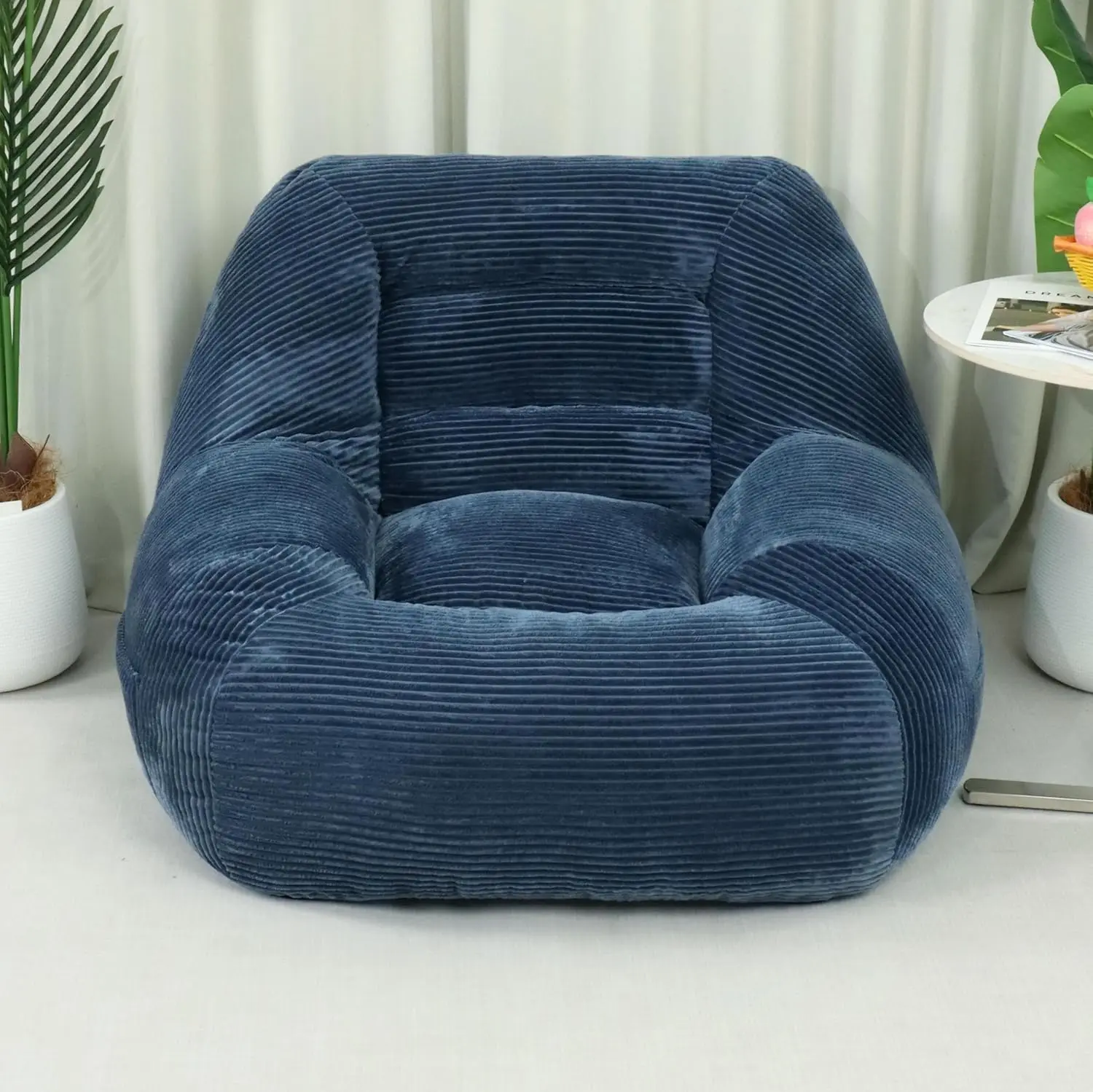 Beanbag Couch, Cozy Fluffy Cloud Mini Couch,Lazy Sofa, Corduroy Fabric for Living Room, Bedroom & Dorm Yellow,Blue