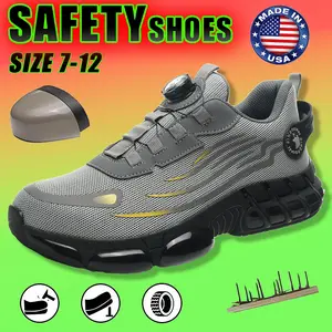 Industrial Men's Breathable Mesh Work Sneakers Steel Toe Anti Slip Safety Comfort Fit All Seasons