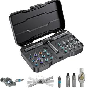 Magnetic Screwdriver Set, Multifunctional Drill Bit Set for Household Repairs, Detachable T-Shaped Ratchet Handle for Easy Use