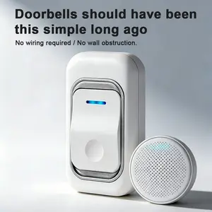LA801D One-to-One Wireless Smart Doorbell, Waterproof Dingdong Doorbell, Easy Installation, 4 Volume Levels Adjustable, Wireless Doorbell Includes 32 Melodies, USB Interface with LED Flashlight, Electric Doorbell, 1000 Feet Sensing Distance