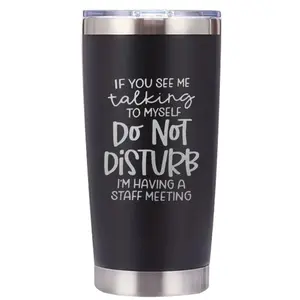 Humorous "Staff Meeting" Travel Mug 20oz |   Stainless Steel Reusable Coffee Cup for Office |   Funny Gift for Coworkers, Bosses, Men & Women |   Teal, Black, Pink Options