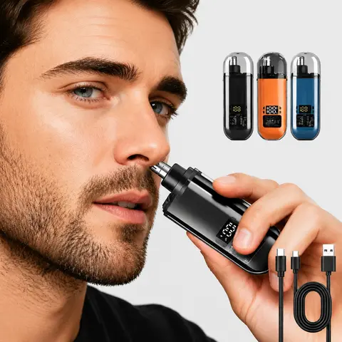 Men's 2026 Multifunctional Plastic Hair Trimmer - Rechargeable Battery, Dual-Edge Blade, Pain-Free Trim Tool for Beard & Brow Grooming, IPX7 Water Resistant, Underwater Rinse, LED Display, Easy Cleansing, Charging Cable Included