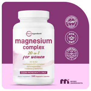 Magnesium Complex for Women, 240 Vegetarian Capsules | 20-in-1 Formula - Magnesium Blend with Vitamin D3, K2, Ashwagandha & More | Filler Free, Non-GMO