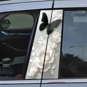 Butterfly & Rose Pattern Car Sticker Decals, Self Adhesive Car Decal, Car Exterior Decoration Accessories for SUV, MPV, Laptop, Car Window Decorative Sticker