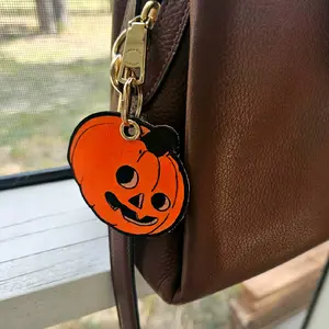 leather pumpkin keychain