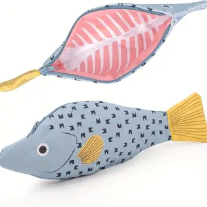 1pc Whimsical Realistic Grouper-Shaped Novelty Pencil Case Fish Pencil Pouch Wallet Fun Pencil Bag with Simulated Fishbone Lining Birthday Gift School Gift Amusing Easter, Halloween, Christmas, Anniversary Present