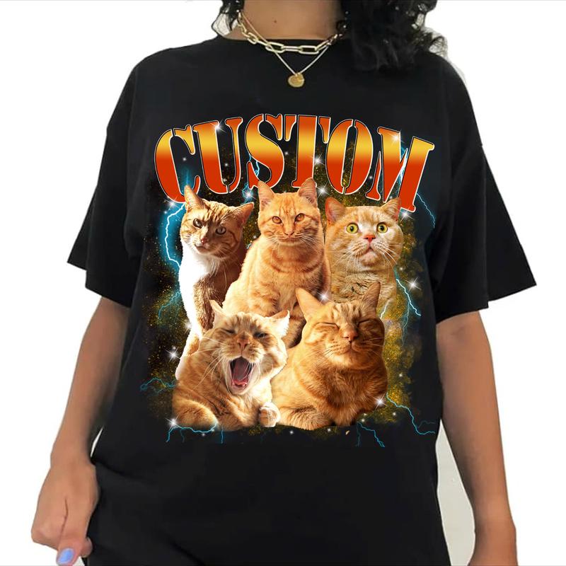 Custom Vintage Pet Shirt Pet Photo + Name Custom Dog Shirt Personalized Shirt Custom T Shirts for Humans Cat Shirt 90's Tee