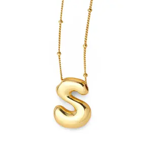 Balloon Initial Letter Necklace Gold Silver Dainty Personalized Name Pendant Necklaces Gift for Women Men