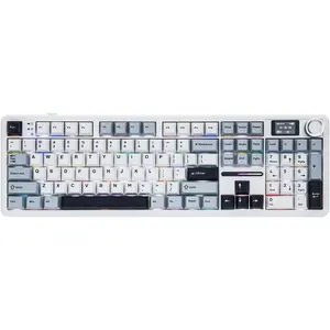 X Aula F108 PRO  Gaming Keyboard with Screen, 8000mAh , 104 Hot-Swappable and Programmable  and Knob, RGB Backlight, for /PC/Android (Blue&White)