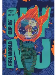 NY NJ Victory Torch 2026 Global Tournament Art Tri-State Soccer Pride Wall Art TM Championship-Grade Quality Psychedelic Line-Art Design