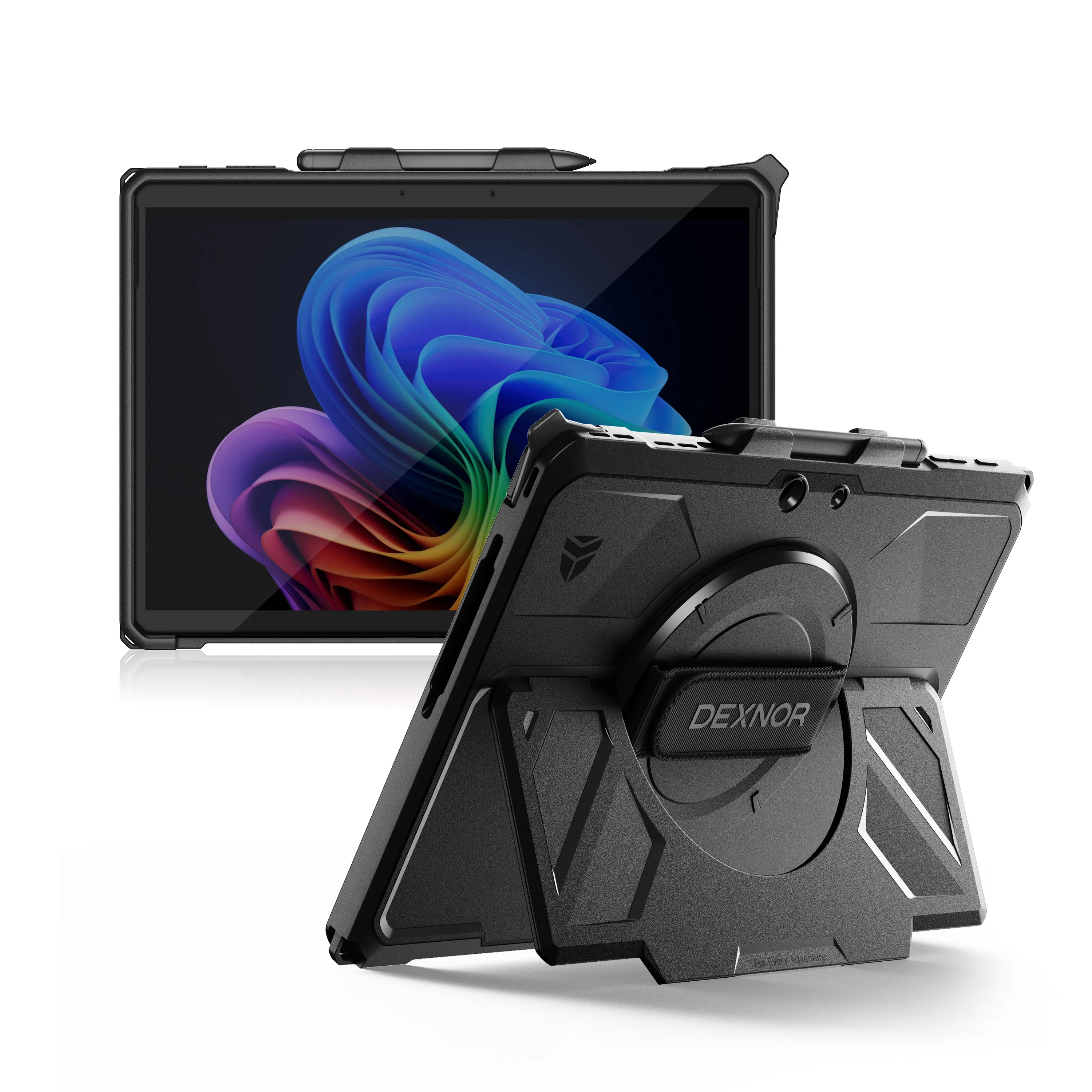 Dexnor for Microsoft Surface Pro 12/11/10/9 Case 13 inch 2026/2024/2022, Rugged Protective Case with 360° Rotating Hand Strap & Large Stand & Pen Holder Shockproof Full-Body Cover