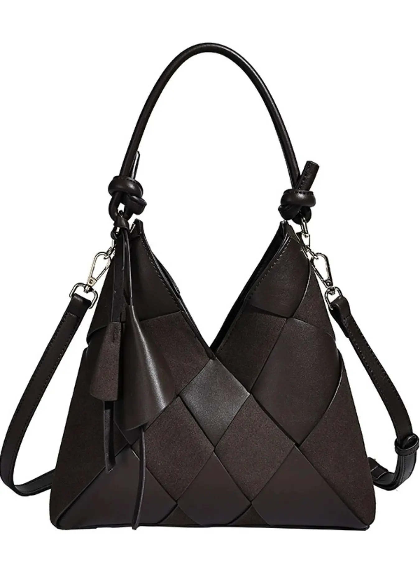 Handmade Leather Patchwork Bag, Large Capacity Commuter Bucket Bag, 206 New High-End Versatile Shoulder Crossbody, Unique Totem Bag, Petal V-Shaped Vest Bag, Luxury Underarm Bag, Crossbody Hobo Bag, Genuine Leather Bag, Crossbody Bags
