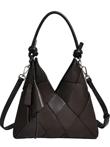Handmade Leather Patchwork Bag, Large Capacity Commuter Bucket Bag, 206 New High-End Versatile Shoulder Crossbody, Unique Totem Bag, Petal V-Shaped Vest Bag, Luxury Underarm Bag