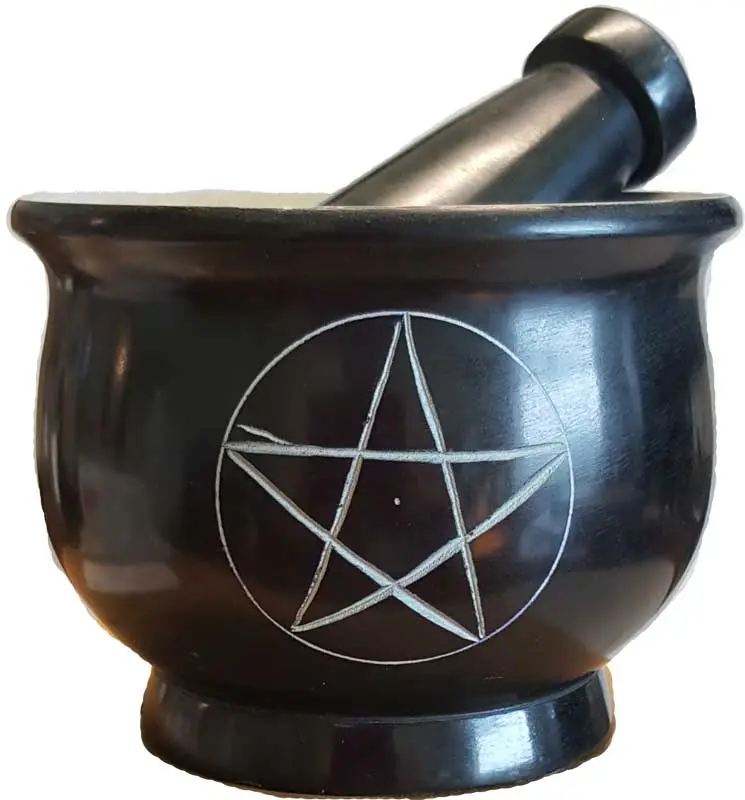Pentagram Mortar and Pestle Set 4 Inch — Stone Witch's Grinding Tool