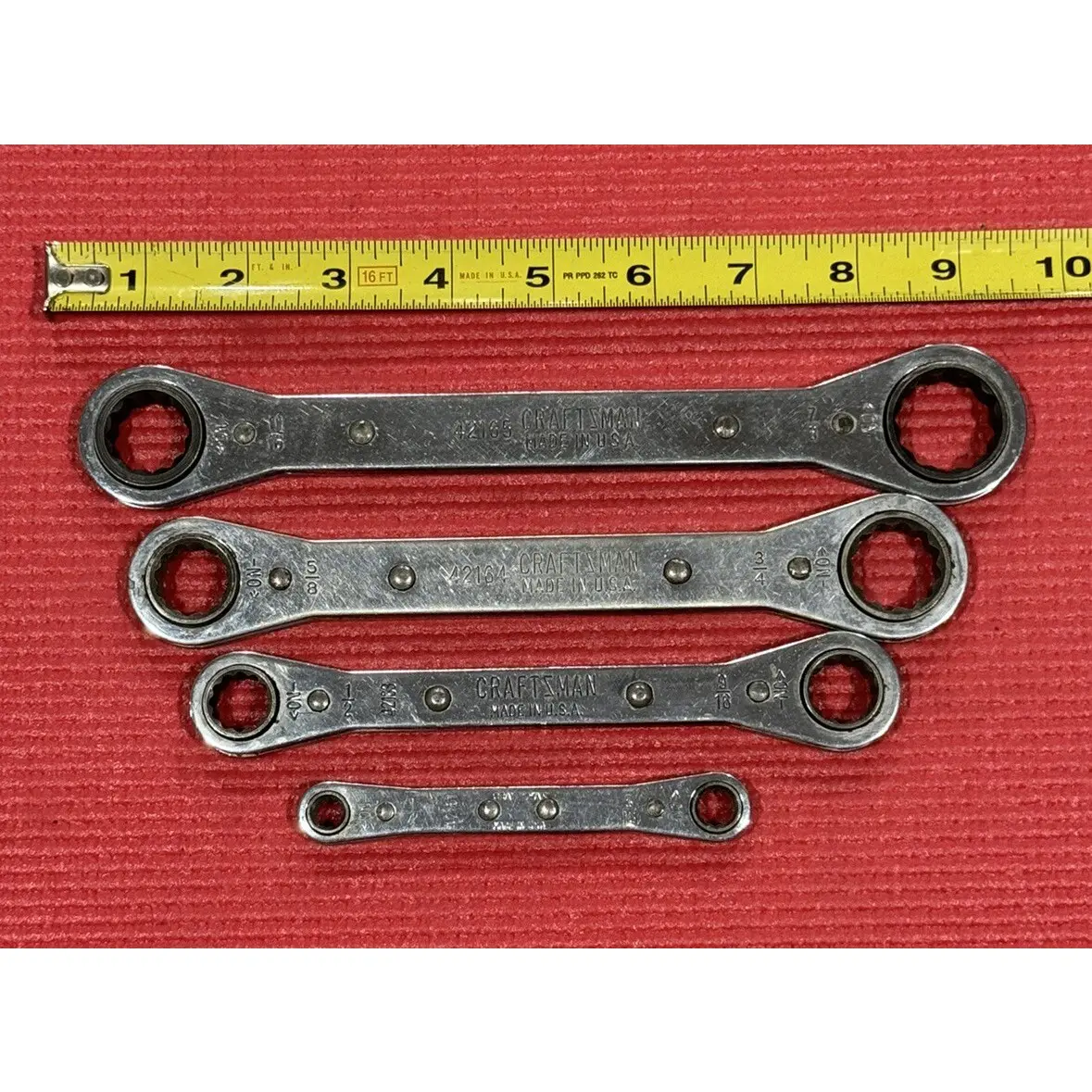 Craftsman 4 Pc Set SAE Ratcheting Box End Wrench Set 12 Point Made In USA