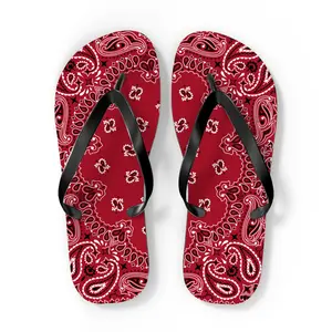 Dark red bandana, Custom unisex flip flops, Gift, Mom gift, Mother's Day gift, Summer, Pool, Beach