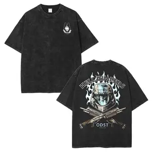 Halo 3 ODST Hell Jumpers Graphic Washed Tee Unisex Oversized Heavyweight Cotton Classic Gaming Streetwear Crewneck Short Sleeve Trendy Aesthetic Casual Top Perfect Christmas Holiday Gift For Adult Halo Game Fans