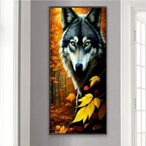 Wolf Pattern DIY Diamond Arts Colorful Painting Kit without Frame, 5D Diamond Arts Colorful Painting Kit, Wall Art Decor for Home Living Room Bedroom