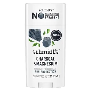 Schmidt's Aluminum-Free Vegan Deodorant Charcoal & Magnesium with 24 Hour Odor Protection, for Women and Men, Natural Ingredients, Cruelty-Free, 2.65 oz