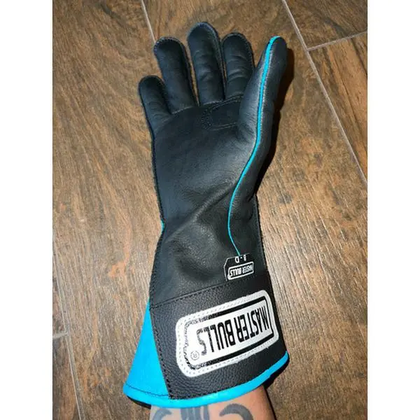 Bull Riding Glove Adult Right Hand - Brazilian Made- Master Bulls Black & Turquoise