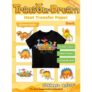 Dark Heat Transfer Paper for Inkjet Printer (10 Sheets, 8.5x11") Iron on Transfers for Dark Fabric, Printable Heat Transfer Vinyl for T Shirts, Stretchable & Washable