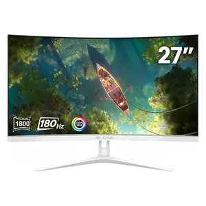 27" Curved 180/165Hz Gaming Monitor, FHD 1920x1080P,  Computer Monitor, 1800R VA Screen, 120% sRGB, AMD FreeSync, HDMI & DP, Wall Mount Install-White