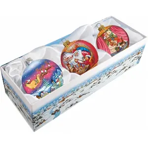 G.Debrekht  Holiday Splendor Glass Santa Ornament Set of 3 3.5 in. - Glass Ornament