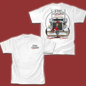 Stay Loaded Rooster Cruiser Trucker Shirt, Funny Semi Truck Graphic Tee for Men, White Oversized Streetwear, Redneck Summer Outfit