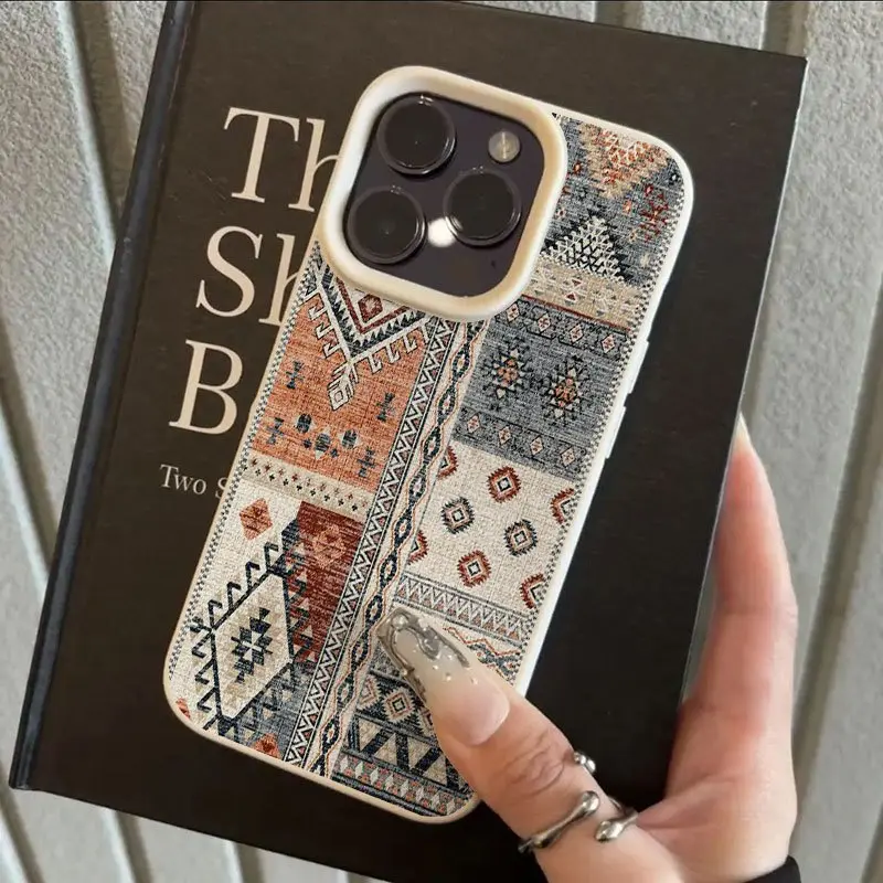 Ethnic Retro Pattern TPU Smartphone Case - Durable Shockproof Protective Cover for iPhone 11/12/13P/14/15/16/16 17Pro Max, Simple Stylish Design, Holiday Gift, Multiple Models, Cellphone Handheld Devices Accessories