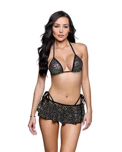 Sequin Net Flutter Skirt Rave Cover Up