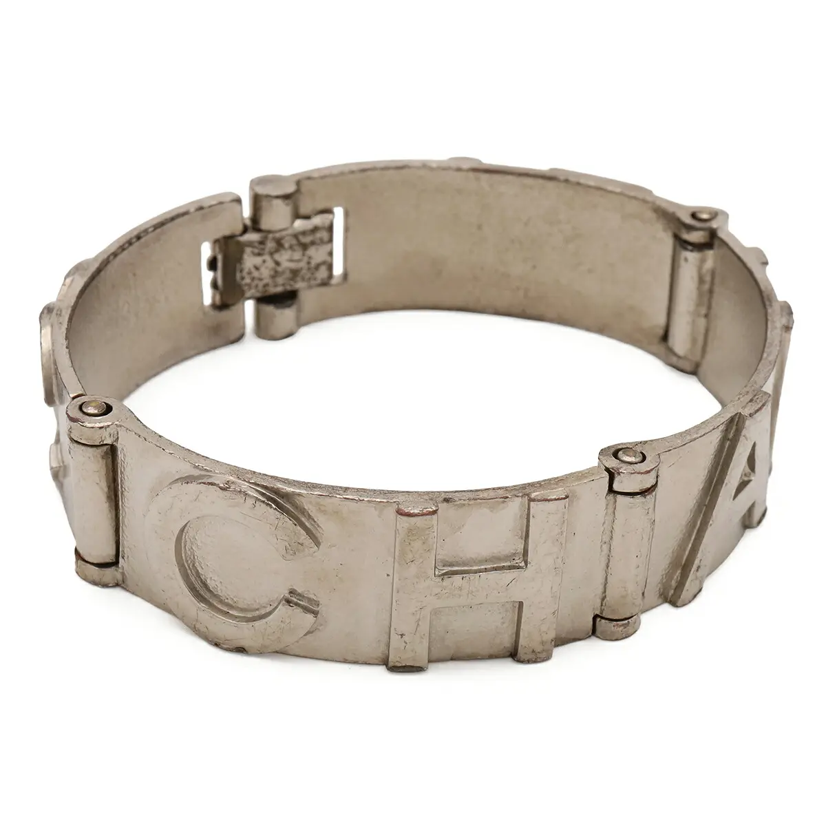 Pre-owned CHANEL Iron Small Leather Goods Logo Bracelet