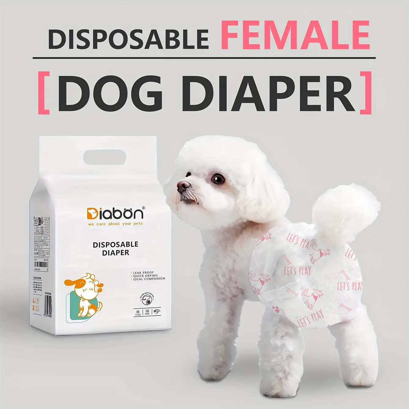 Disposable Pet Diapers- 10 Pack