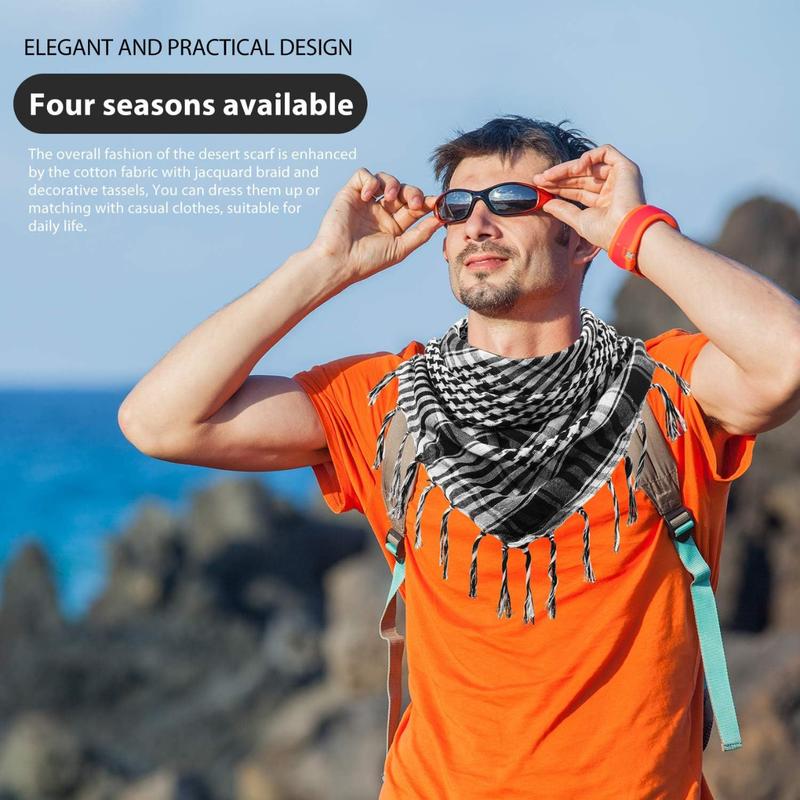 3 Pcs Shemagh Keffiyeh Head Neck Scarf Turban Unisex Arab Plaid Fringe Scarves with Tassel for Outdoor Limited Stocks Cotton Desert Scarf for Adventures