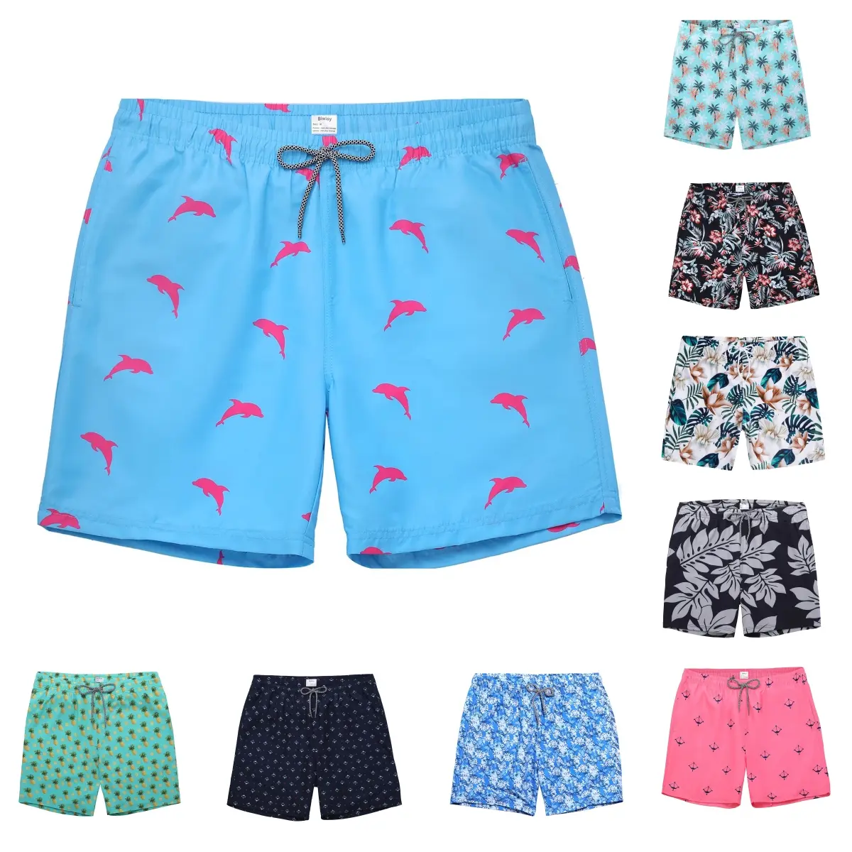 Mens Swim Trunks Quick Dry Swim Shorts with Mesh Lining Funny Beach Shorts Polyester Bright Colors Drawstring Adjustable