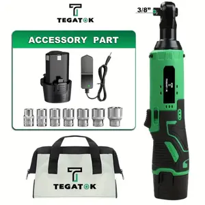 Powerful Ratchet Wrench] 40 Ft-lbs 12V Cordless Ratchet Wrench Set, Powerful 400 RPM 3/8" Rotary Tool, 2pcs Lithium-Ion Batteries, Variable Speed Trigger, Fast Charge, 7 Sockets