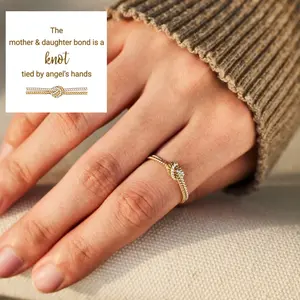 SATUCOL Handcrafted Two Strand Knot Ring for Mother & Daughter - Personalized Gift with Meaningful Message Card - One-of-a-Kind Artisan Jewelry Artisanship