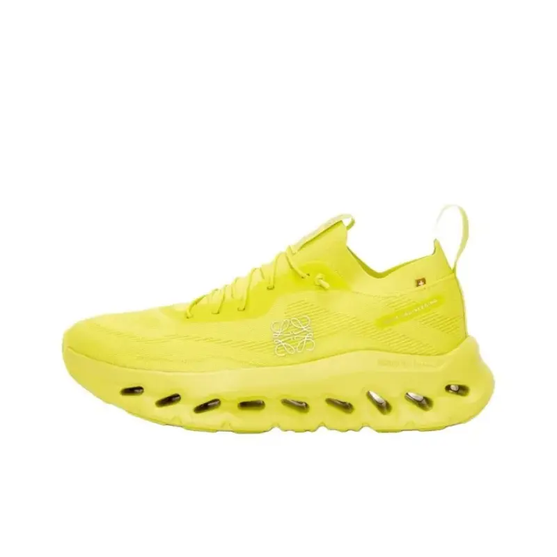 Unisex Bright Yellow Hollow Cloud Cushion Running Sneakers, Viral Chunky Hollow Shock Absorb Sole Lightweight Breathable Athletic Walking Gym Trainers For Men Women