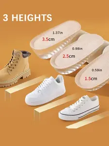 Invisible Height Increase Insoles, Self-Adhesive Soft Silicone Heel Pads, Unisex Casual Footwear Inserts, All Seasons Comfort