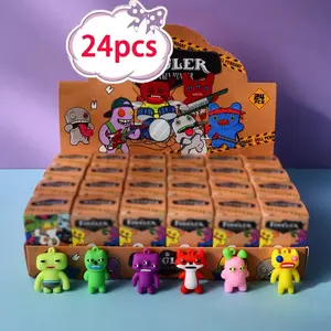 24 Pcs F-G-R Tooth Monster Keychain Blind Box Set, Cute Cartoon Aesthetic Style, Mini Silicone Charms with Bag Hooks, Party Favors & Collectibles