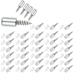 50pcs Wardrobe Cabinet Glass Partition Nails with Rubber Sleeve Screw Plate, Non-hole Partition Shelf Brackets for Furniture, Bookshelf, Shelf, Cabinet, Wardrobe Shelf Brackets